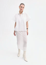 Boxy Short Sleeve Shirt in Cotton Poplin - White - CO Collections